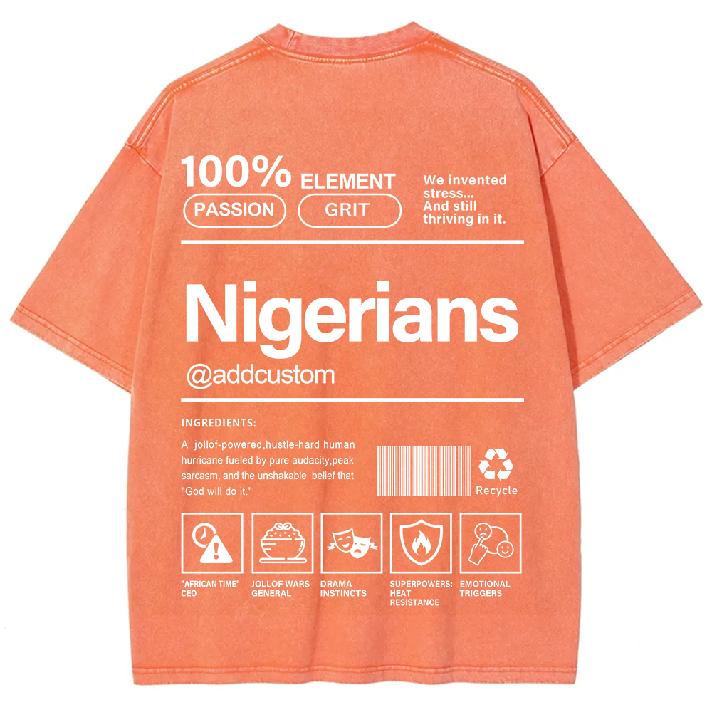 Nigerians Addcustom Unisex Fit  Washed T-Shirt