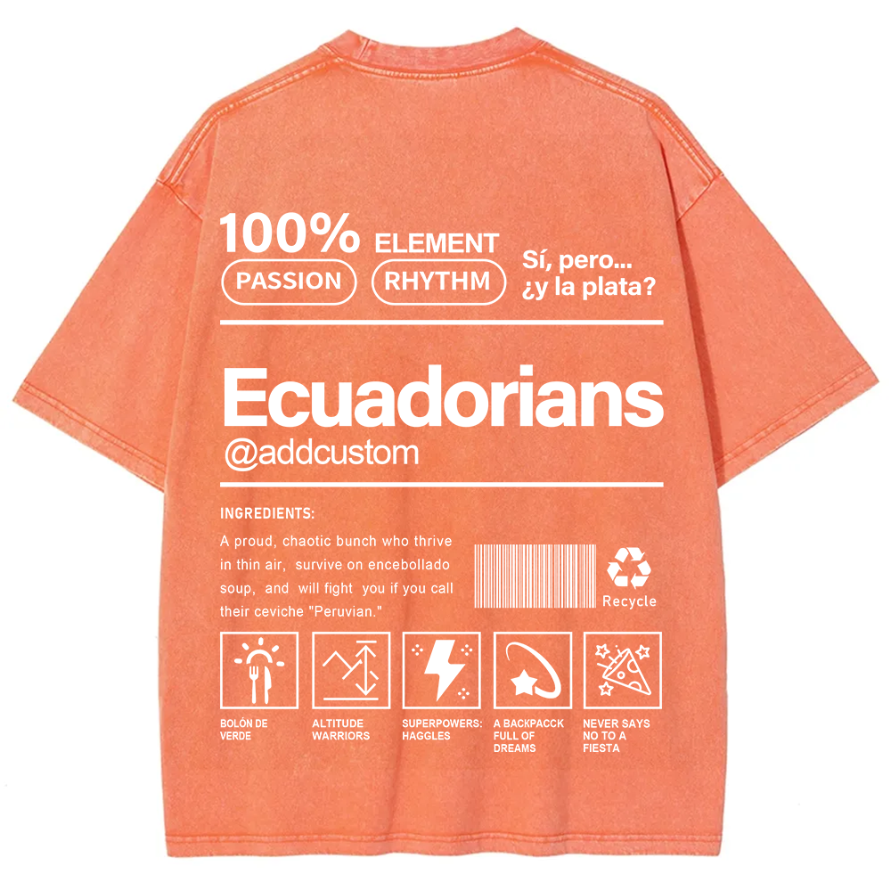 Ecuadorians Addcustom Unisex Fit  Washed T-Shirt