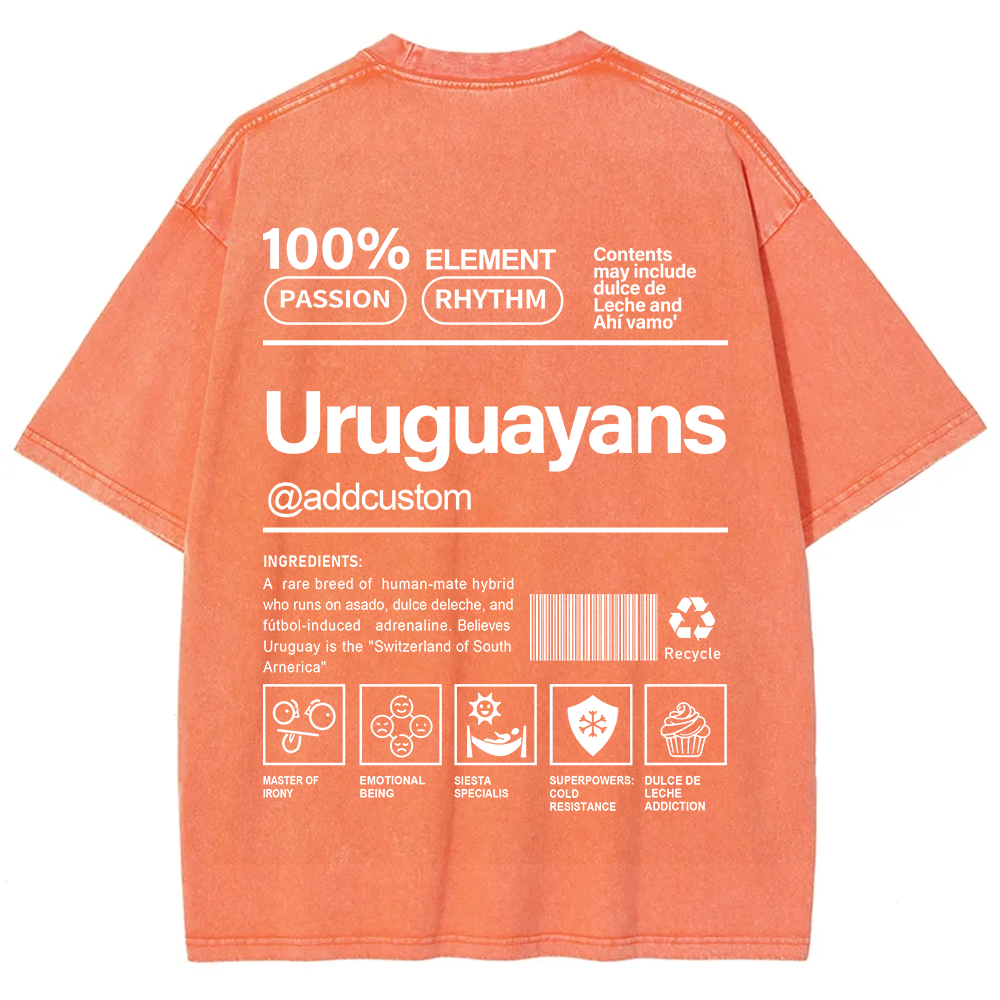 Uruguayans Addcustom Unisex Fit  Washed T-Shirt