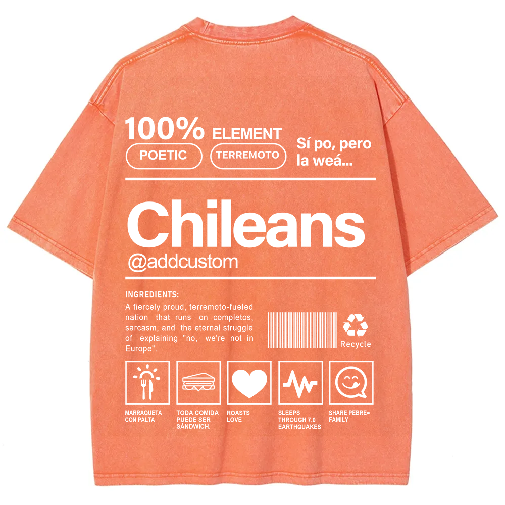 Chileans Addcustom Unisex Fit  Washed T-Shirt