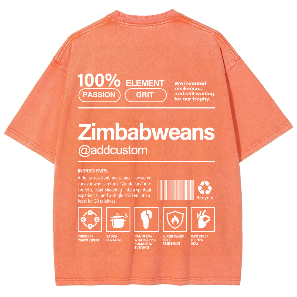 Zimbabweans Addcustom Unisex Fit  Washed T-Shirt