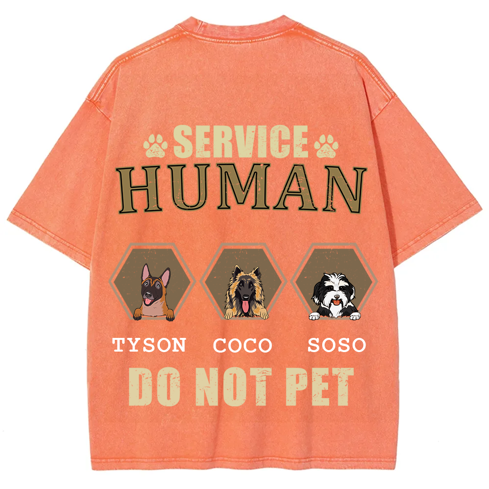 Service Human, Do Not Pet 4 - Personalized Custom Unisex Fit Washed T-Shirt wearishow