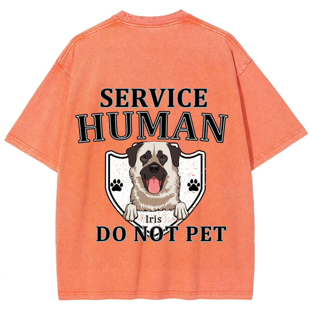 Service Human, Do Not Pet 10 - Personalized Custom Unisex Fit Washed T-Shirt wearishow