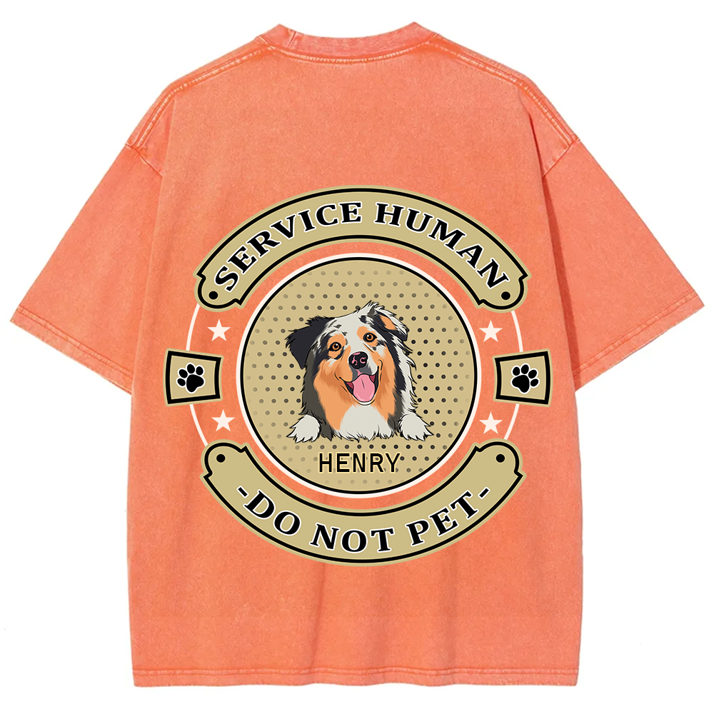 Service Human, Do Not Pet 14- Personalized Custom Unisex Fit Washed T-Shirt wearishow