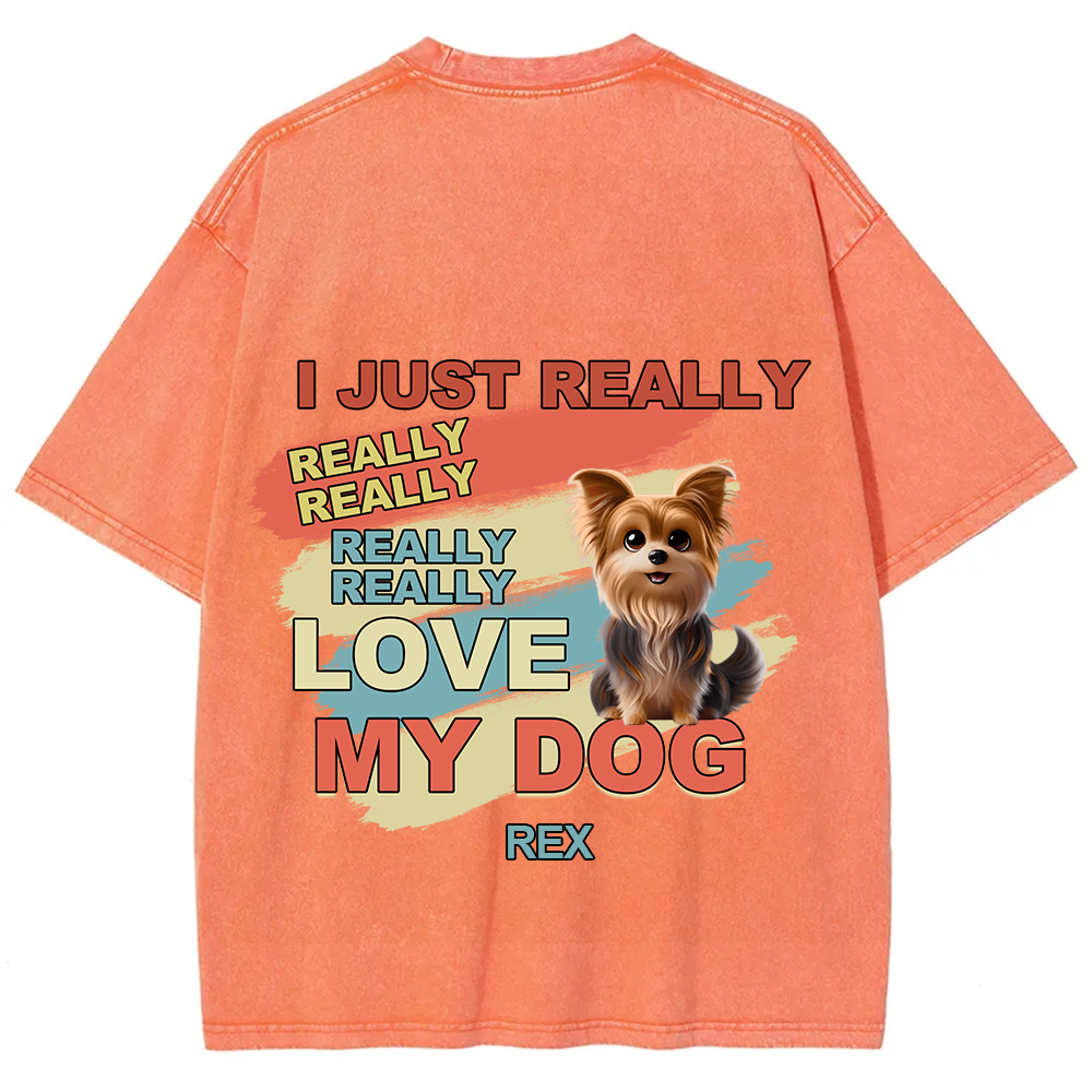 I Just Really Love My Dogs- Personalized Custom Unisex Fit Washed T-Shirt wearishow