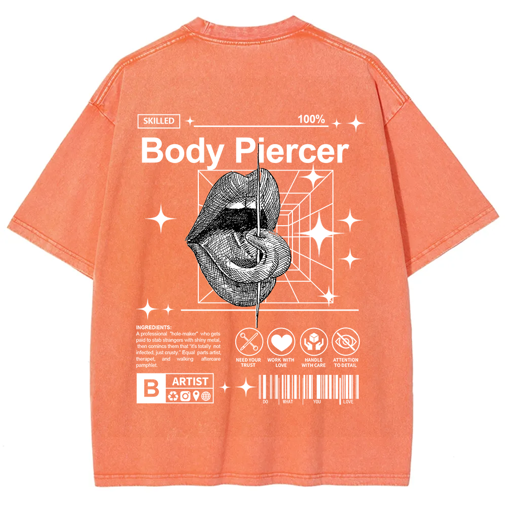 Body Piercer Casual Unisex Fit Washed T-Shirt
