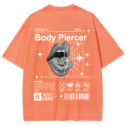 Body Piercer Casual Unisex Fit Washed T-Shirt