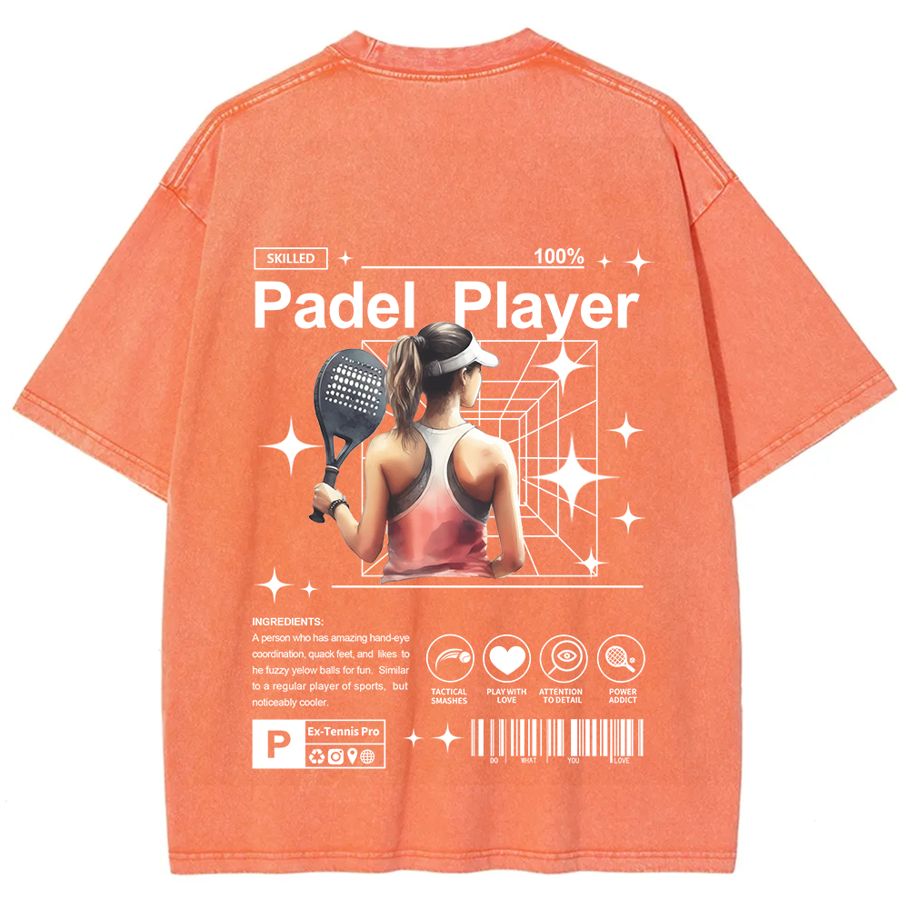 Padel Player Unisex Fit Washed T-Shirt