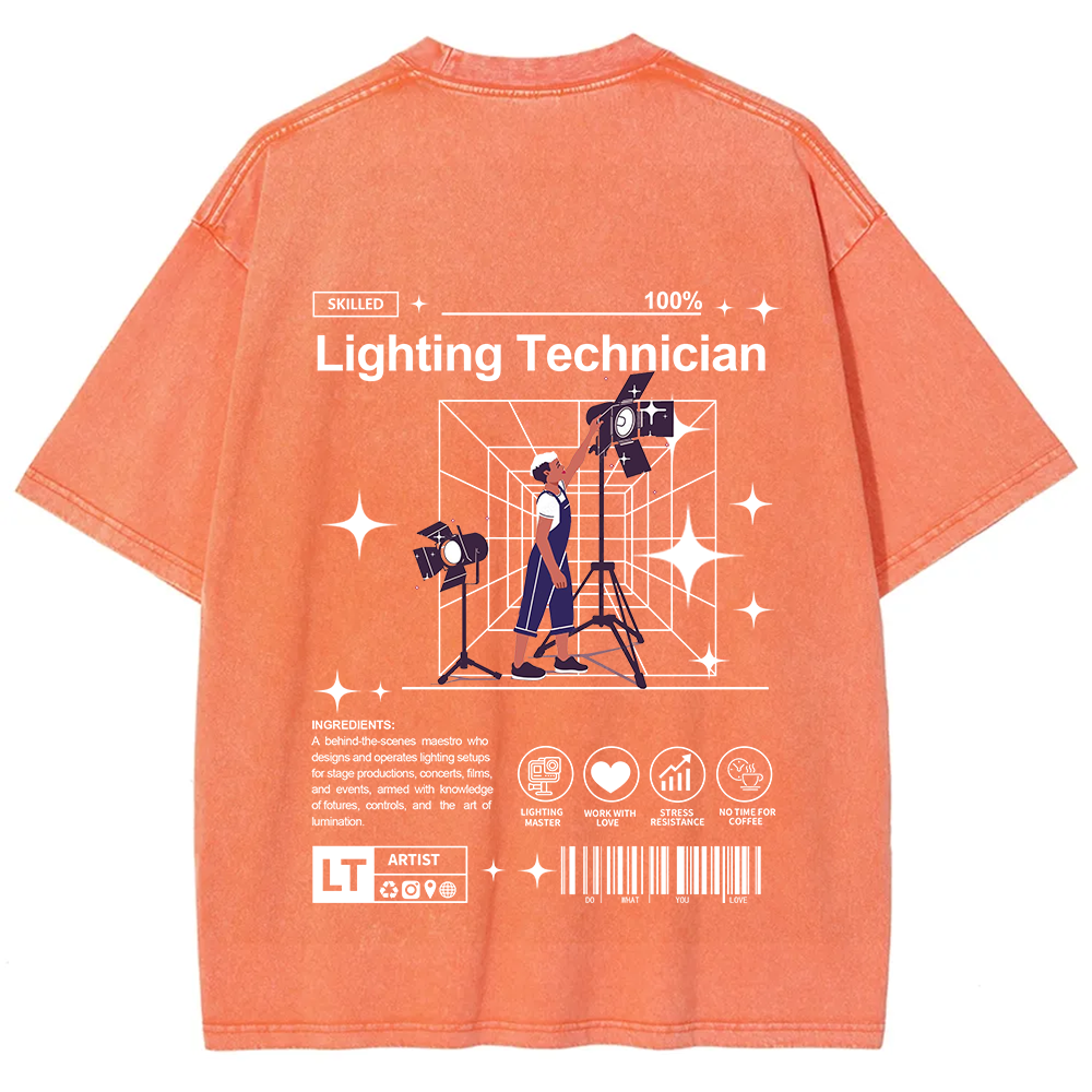 Lighting Technician Unisex Fit Washed T-Shirt