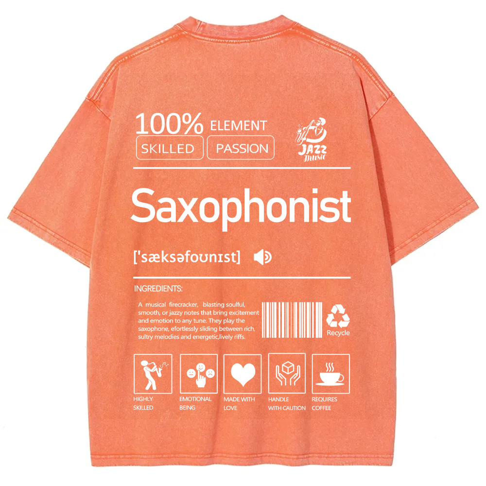Saxophonist Unisex Fit Washed T-Shirt  wearishow