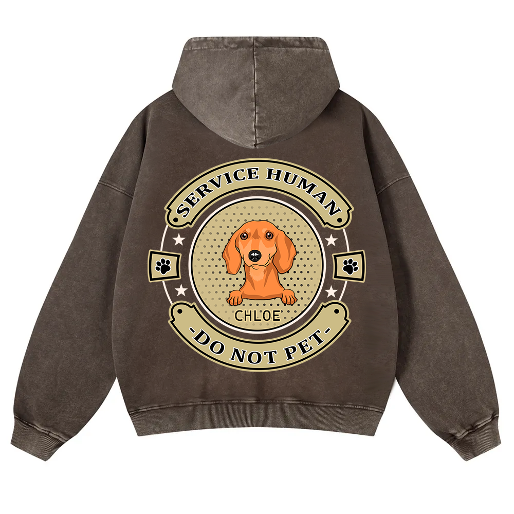 Service Human, Do Not Pet 14- Personalized Custom Unisex Washed Hoodie wearishow