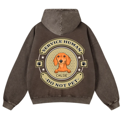 Service Human, Do Not Pet 14- Personalized Custom Unisex Washed Hoodie wearishow