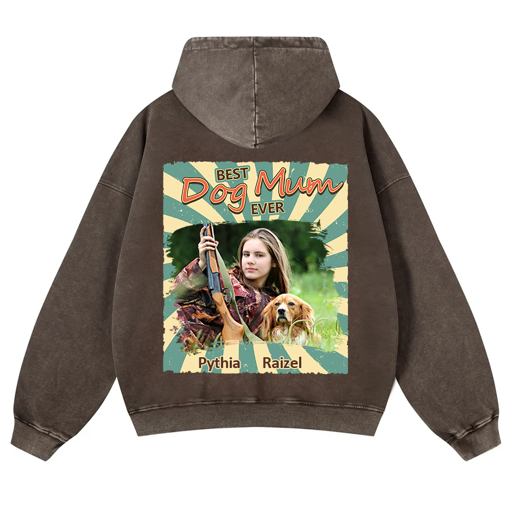Retro Funny Dog Shirt Photo - Personalized Custom Unisex Washed Hoodie wearishow