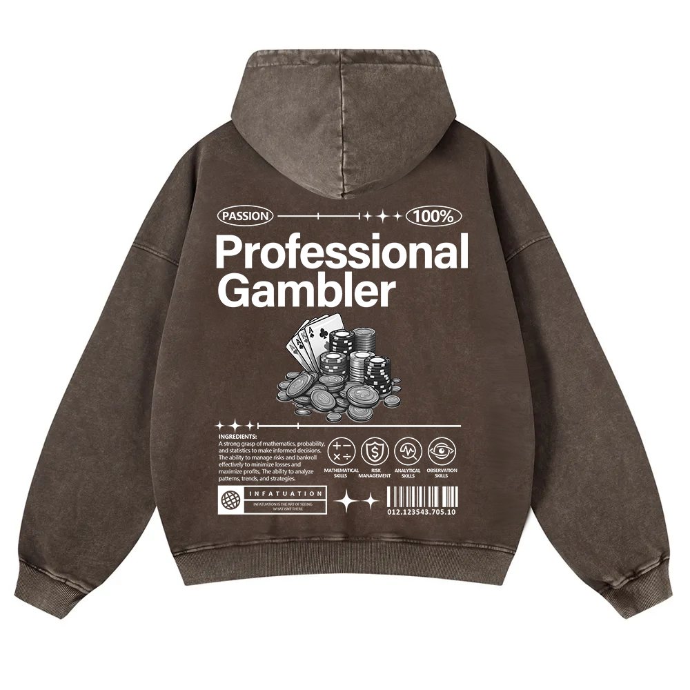 Professional Gambler Washed Hoodie wearishow