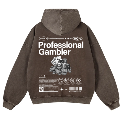 Professional Gambler Washed Hoodie wearishow