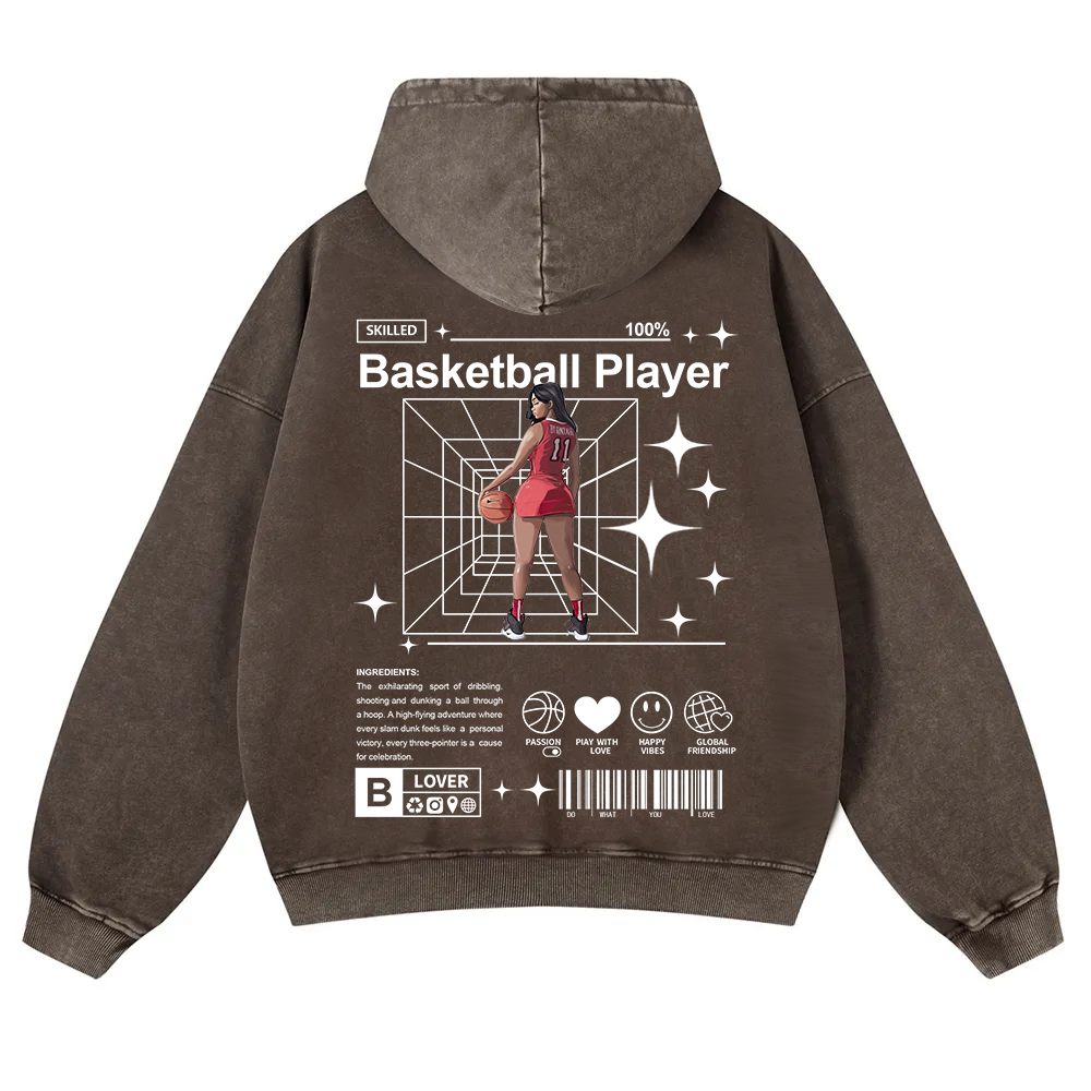 Basketball Player Washed Hoodie wearishow