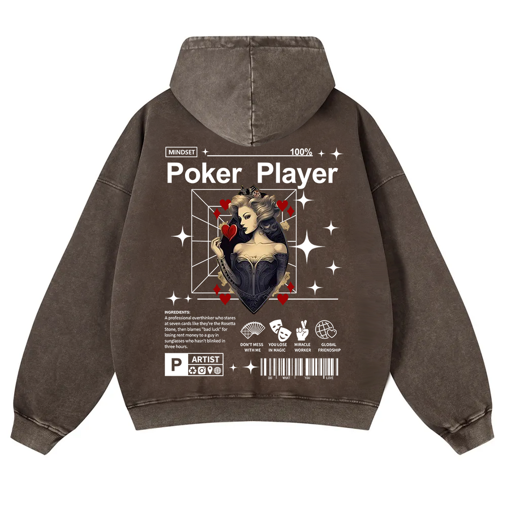 Poker Player  Washed Hoodie wearishow