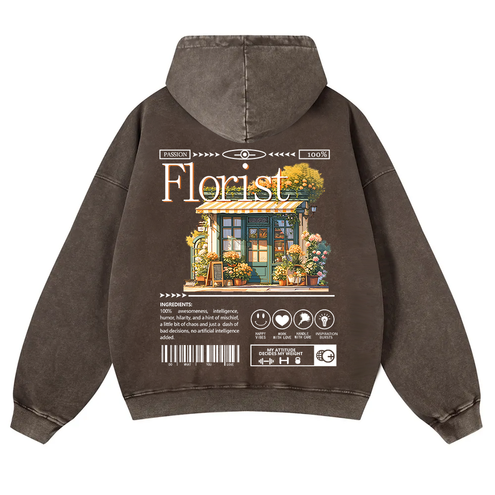 Florist Washed Hoodie wearishow