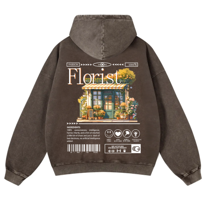 Florist Washed Hoodie wearishow