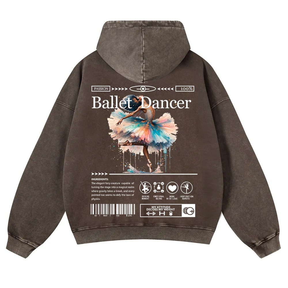 Ballet Dancer Washed Hoodie wearishow