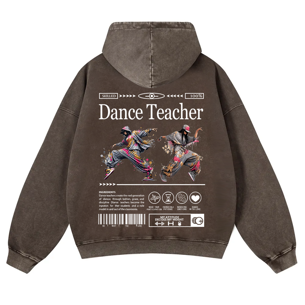 Dance Teacher Washed Hoodie wearishow