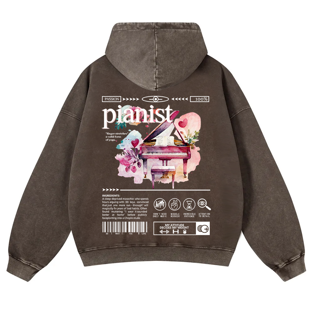 Pianist Washed Hoodie wearishow