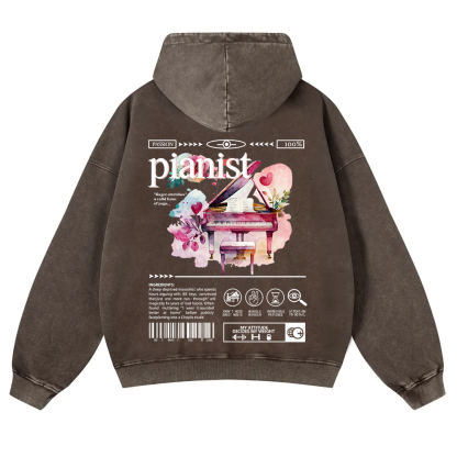 Pianist Washed Hoodie wearishow