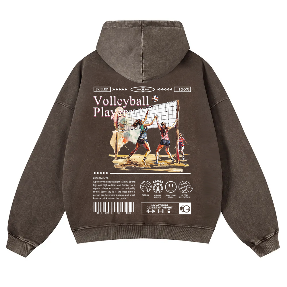 Volleyball Player Washed Hoodie wearishow