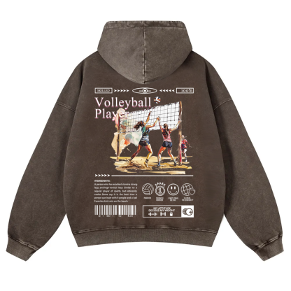 Volleyball Player Washed Hoodie wearishow