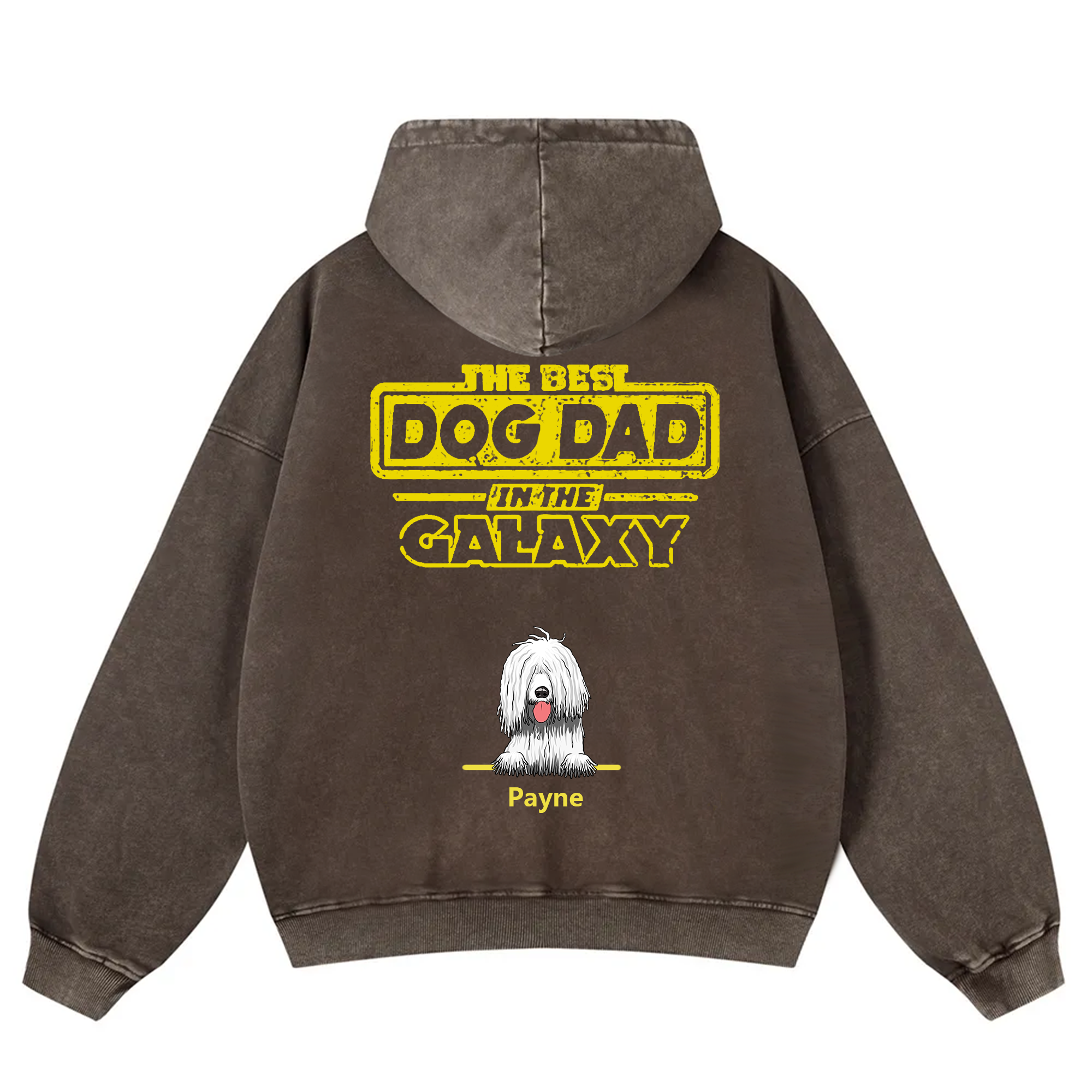 The Best Dog Dad In The Galaxy - Personalized Custom Unisex Washed Hoodie