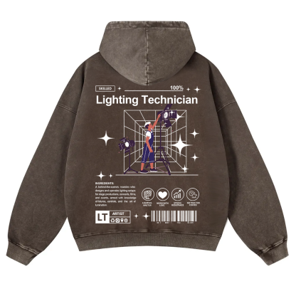 Lighting Technician Washed Hoodie wearishow