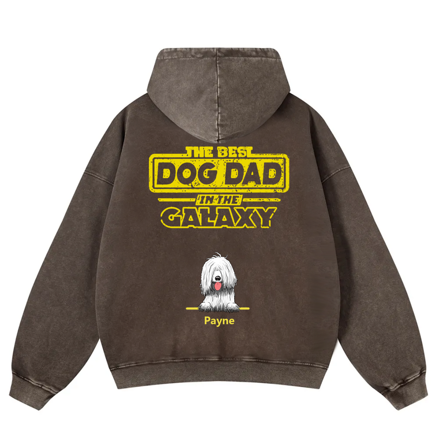 The Best Dog Dad In The Galaxy - Personalized Custom Unisex Washed Hoodie