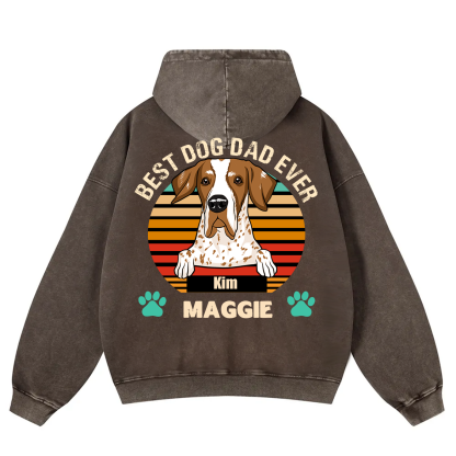 Best Dog Mom and Dad Ever - Personalized Custom Unisex Washed Hoodie