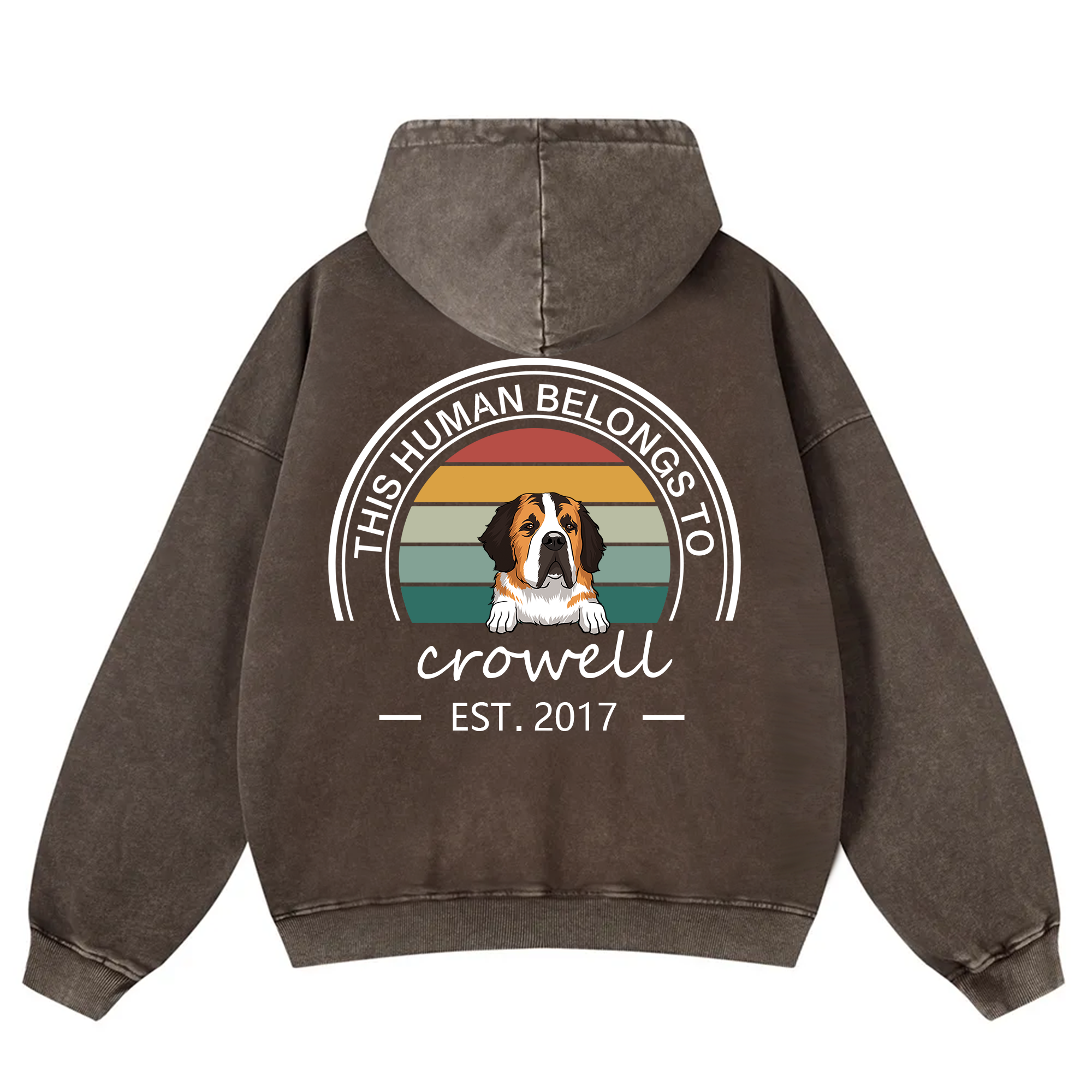 This Human Belongs To 3 - Personalized Custom Unisex Washed Hoodie