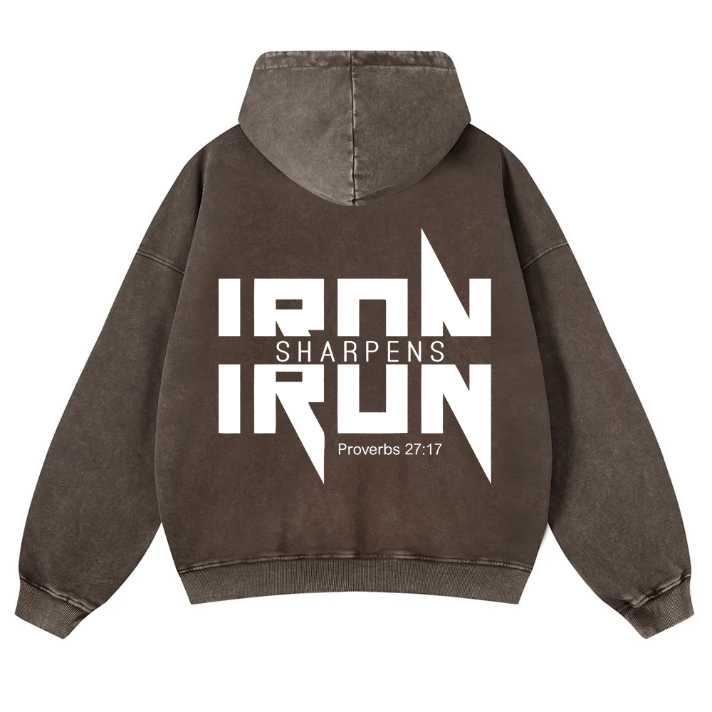 Iron Sharpens Iron Christian Washed Hoodie wearishow