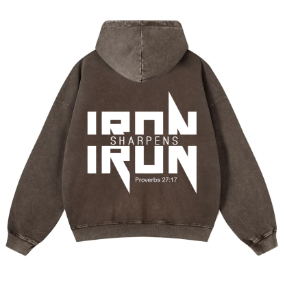 Iron Sharpens Iron Christian Washed Hoodie wearishow