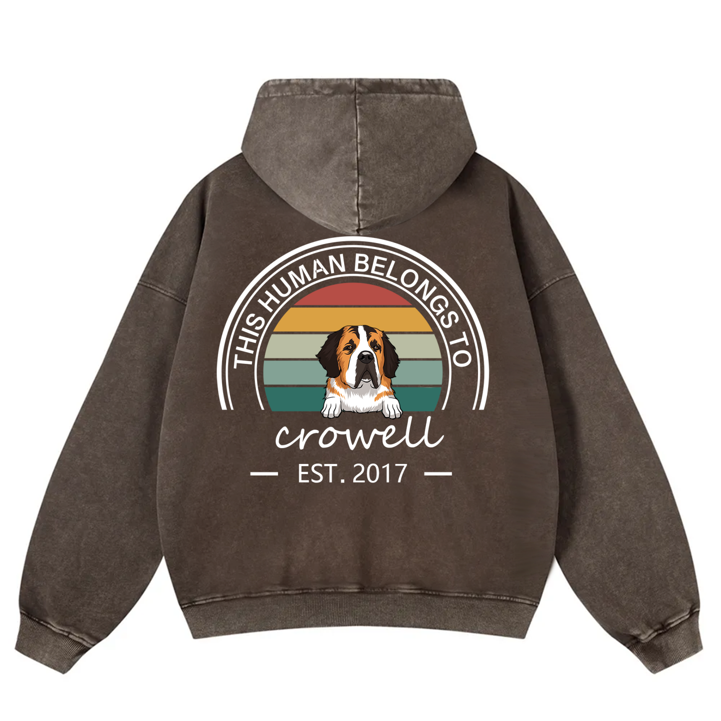 This Human Belongs To 3 - Personalized Custom Unisex Washed Hoodie