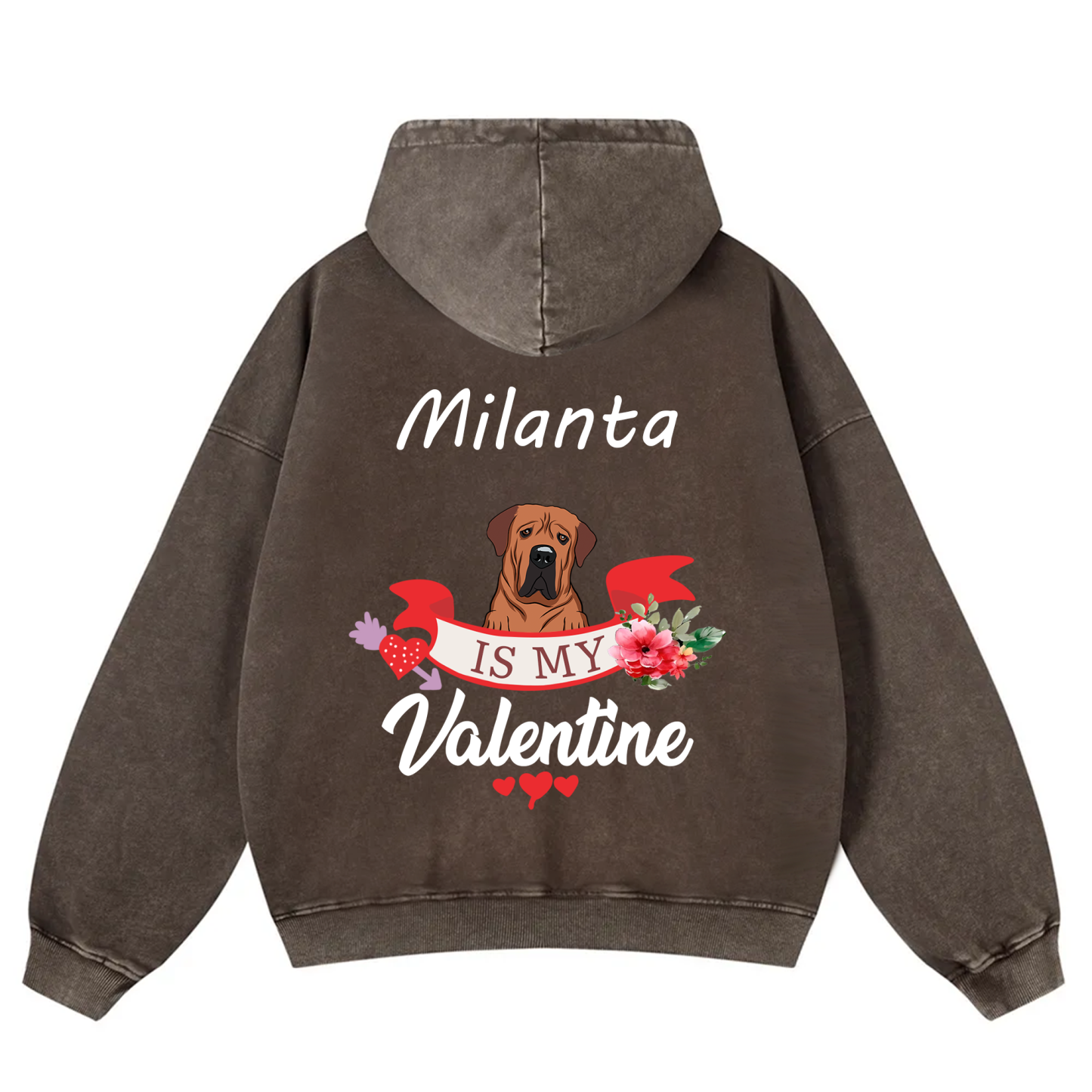 My Dog Is My Valentine Lover - Personalized Custom Unisex Washed Hoodie