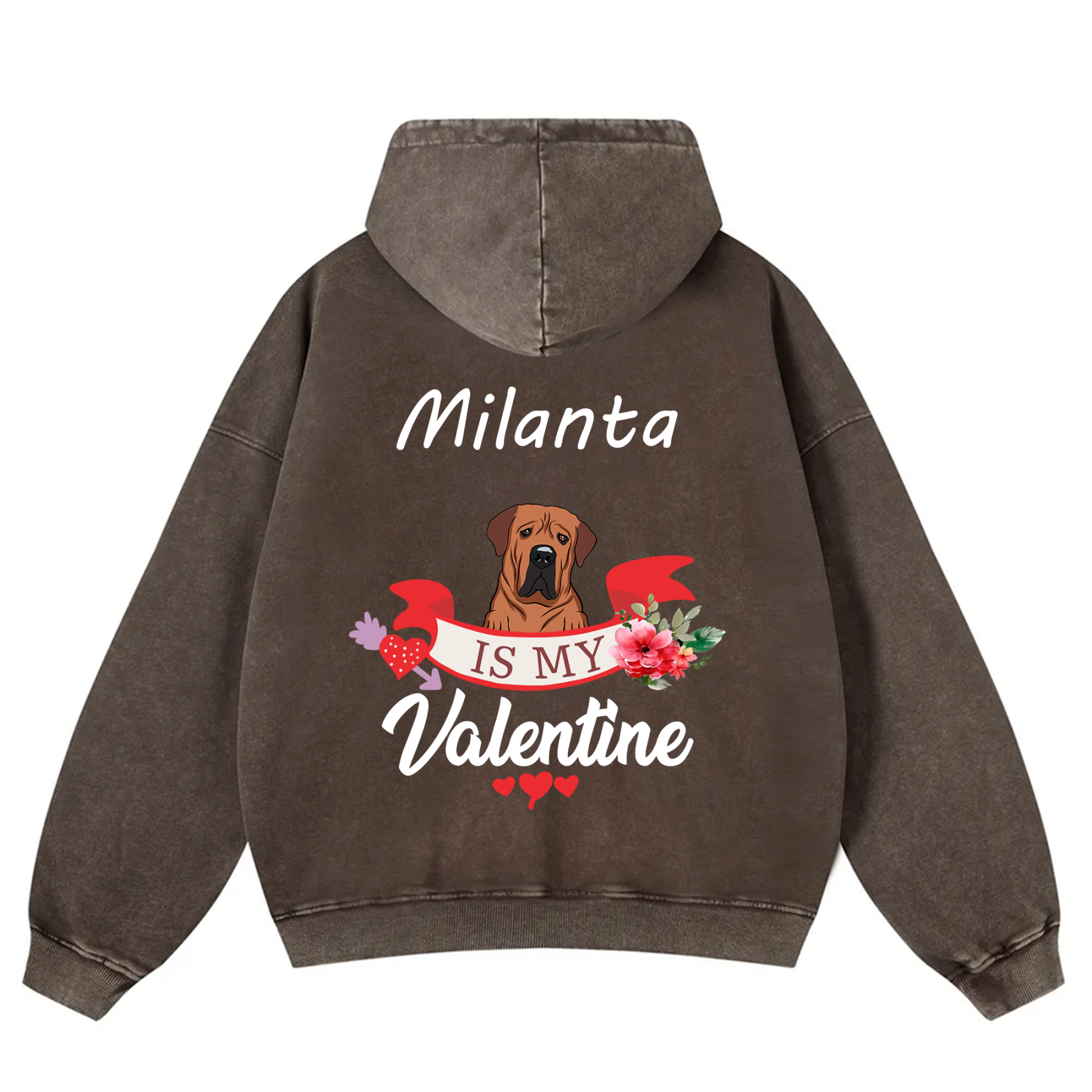 My Dog Is My Valentine Lover - Personalized Custom Unisex Washed Hoodie