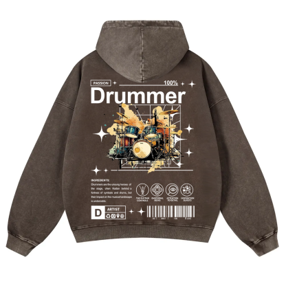 Drummer Washed Hoodie wearishow
