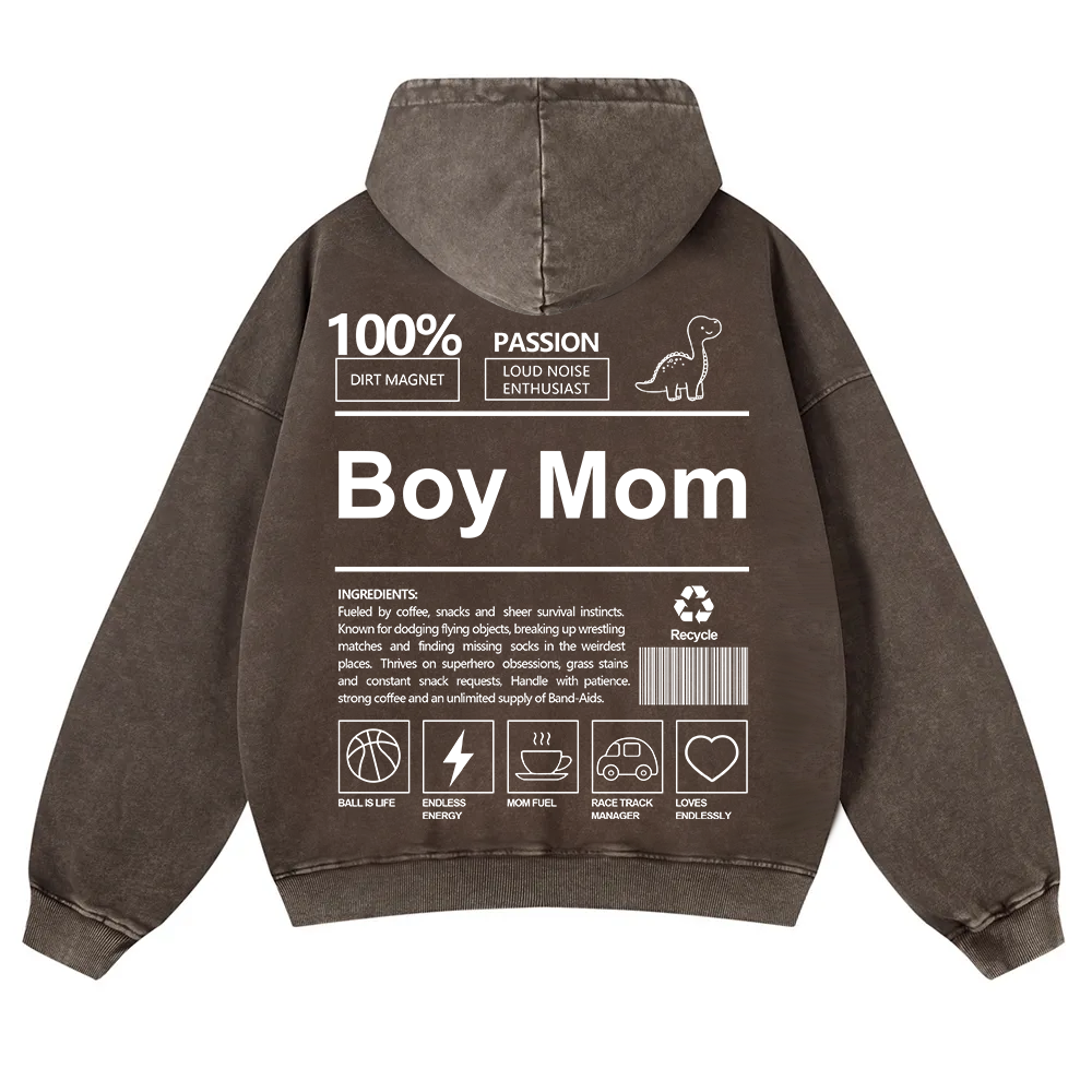 Boy Mom Washed Hoodie wearishow