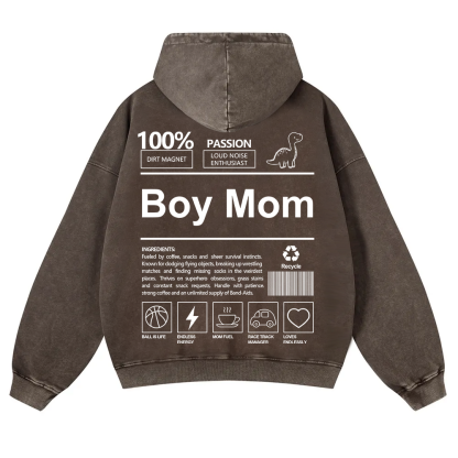 Boy Mom Washed Hoodie wearishow