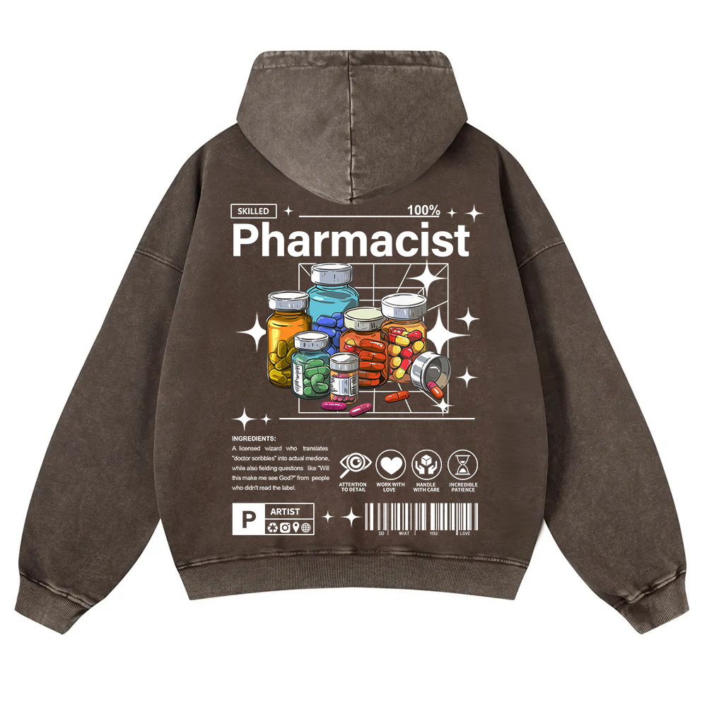 Pharmacist Washed Hoodie wearishow