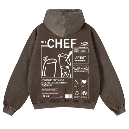 Chef Solid Color Unisex Washed Hoodie