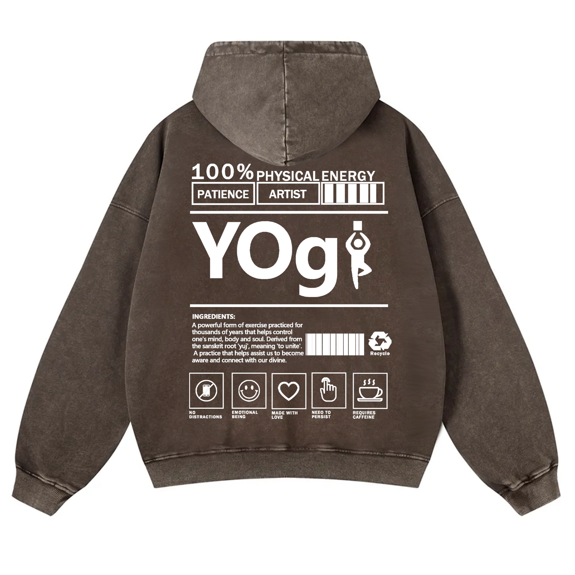 Yogi Solid Color Unisex Washed Hoodie
