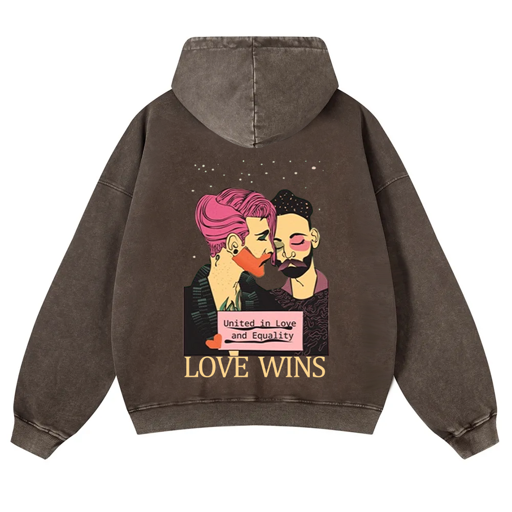 United in Love and Equality Love Wins Washed Hoodie wearishow
