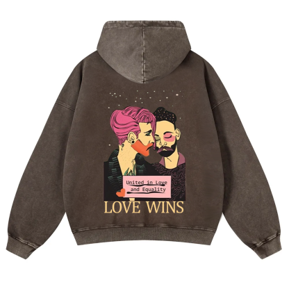 United in Love and Equality Love Wins Washed Hoodie wearishow
