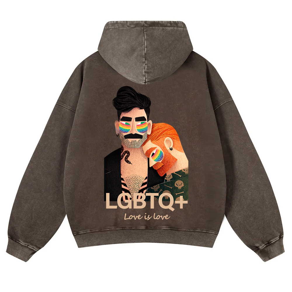 Lgbtq+ Love Is Love Washed Hoodie wearishow