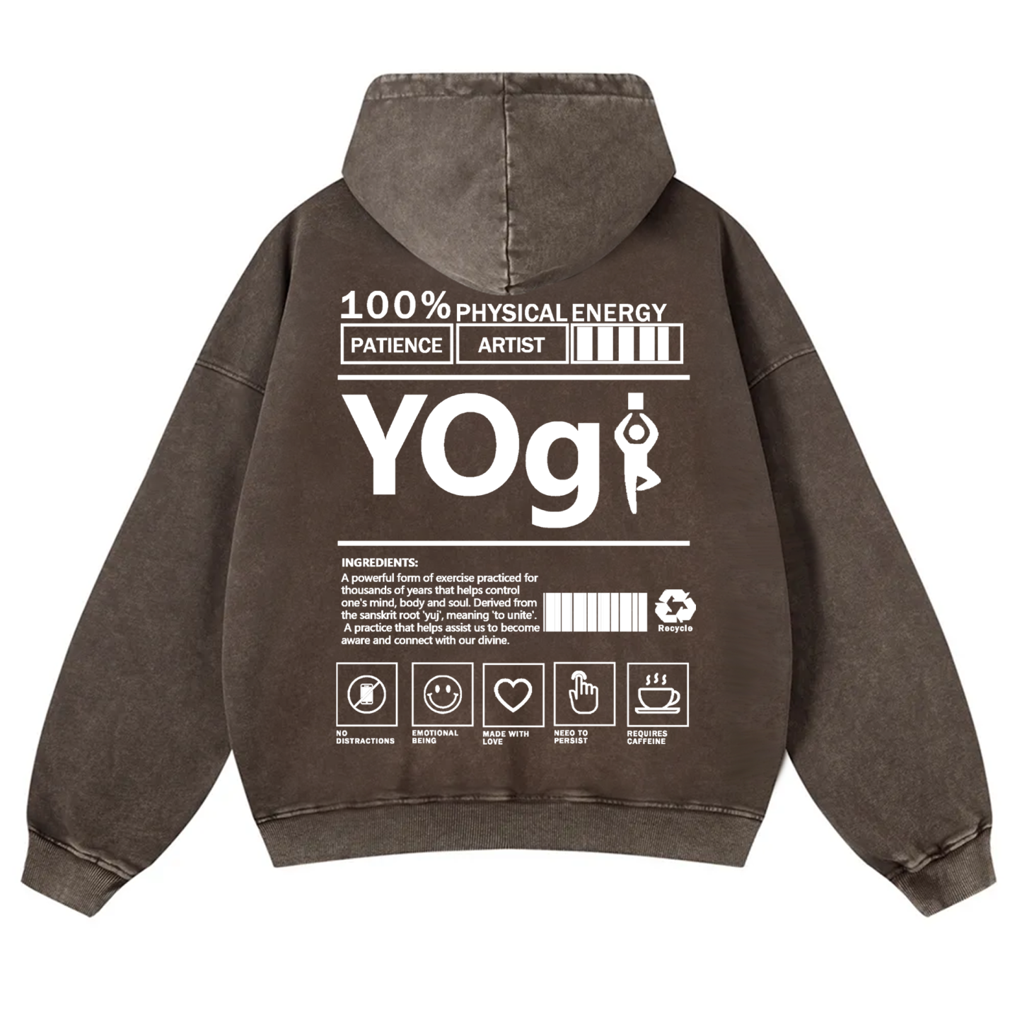 Yogi Solid Color Unisex Washed Hoodie