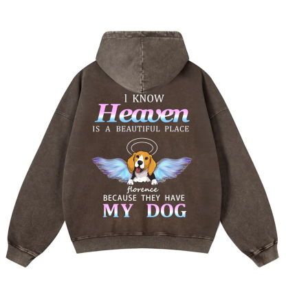 Heaven Is A Beautiful Place - Personalized Custom Unisex Washed Hoodie